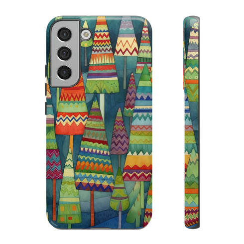 Knitted Christmas Trees - Impact Resistant Phone Case Samsung Galaxy S22 Plus Glossy